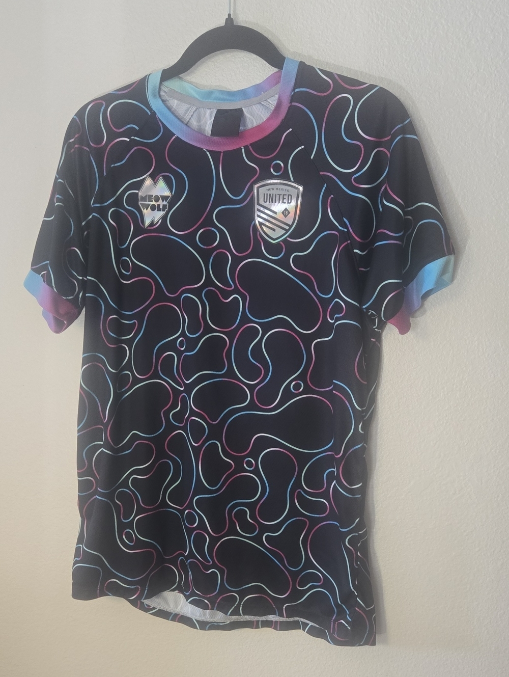 Kids' Large Black Neon Swirl Short Sleeve United Soccer Jersey